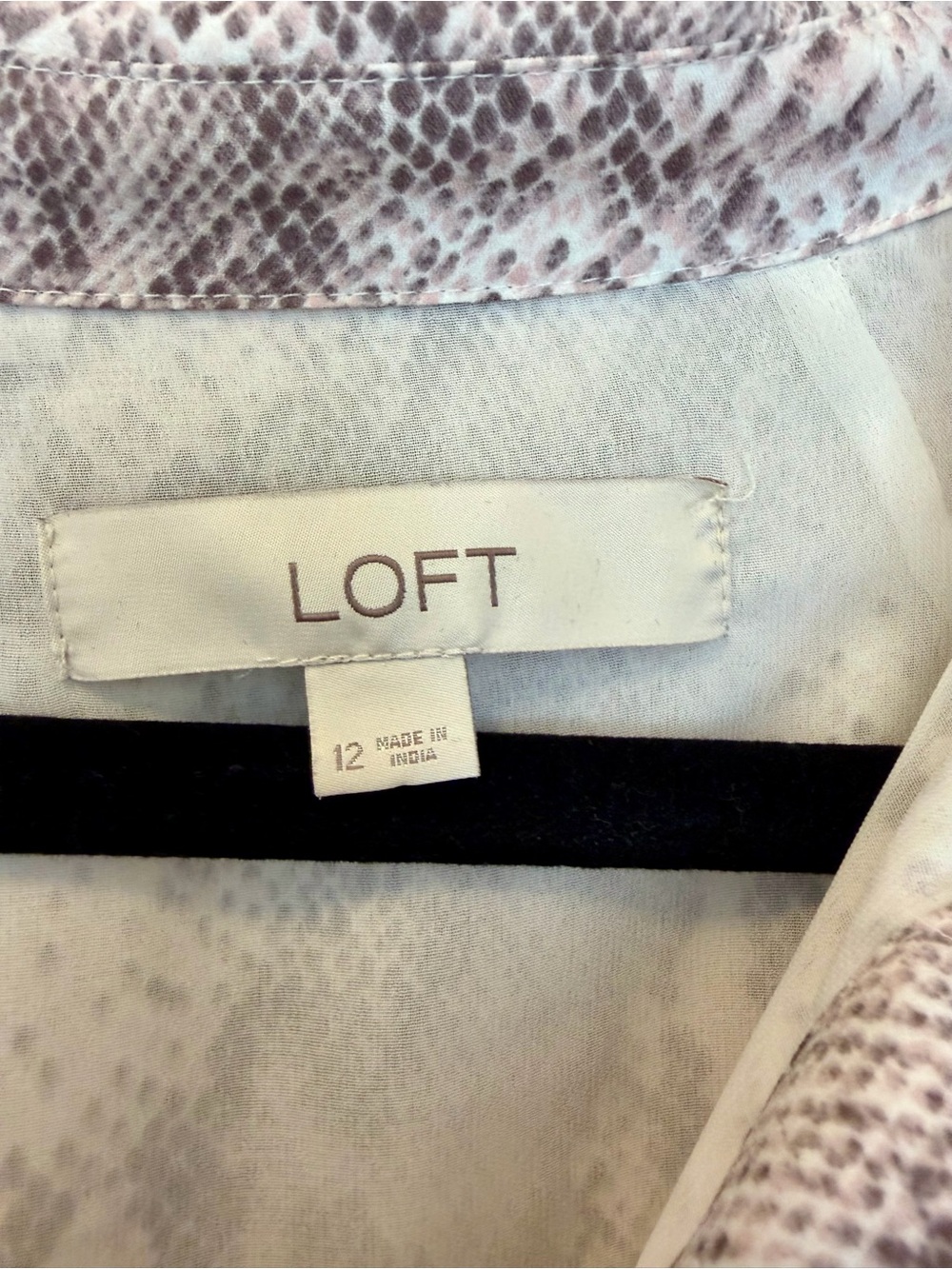 LOFT Snake Print Button Front Midi Shirt Dress Belted Size 12 - Picture 3 of 5